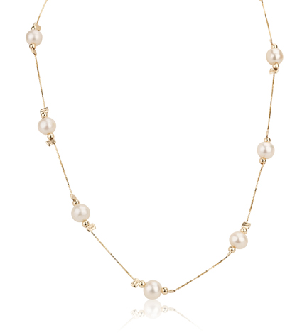 שרשרת זהב 14K עדינה ופנינים