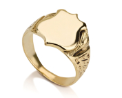 טבעת חותם מגן זהב 14 קראט חלקה