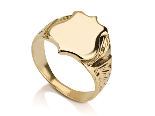 טבעת חותם מגן זהב 14 קראט חלקה