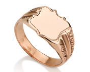 טבעת חותם מגן זהב 14K חלקה