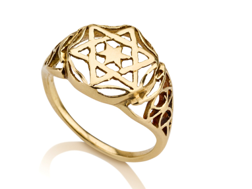 טבעת חותם מגן דוד זהב 14 קראט