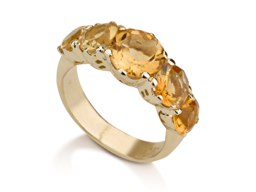 טבעת זהב בסגנון ויקטוריאני משובצת אבני ציטרין